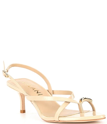 Antonio Melani Blythe Patent Leather Toe Loop Hardware Slingback Dress Sandals