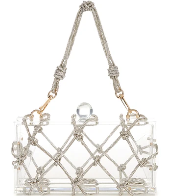 Antonio Melani Clear Rhinestone Minaudiere Box Clutch