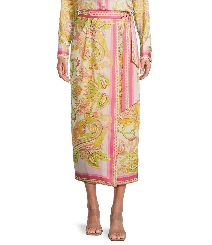 Antonio Melani Clio Satin Printed Wrap Coordinating Skirt