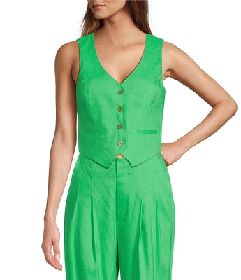 Antonio Melani Coordinating Melinda V-Neck Linen Blend Vest