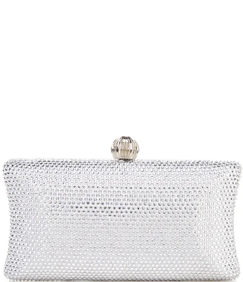 Antonio Melani Encrusted Silver Rhinestone Minaudiere Clutch