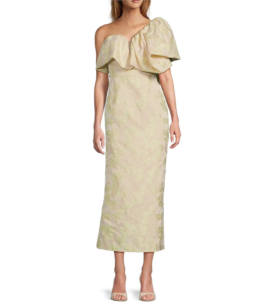 Antonio Melani Jordyn Floral Jacquard One Shoulder Midi Dress