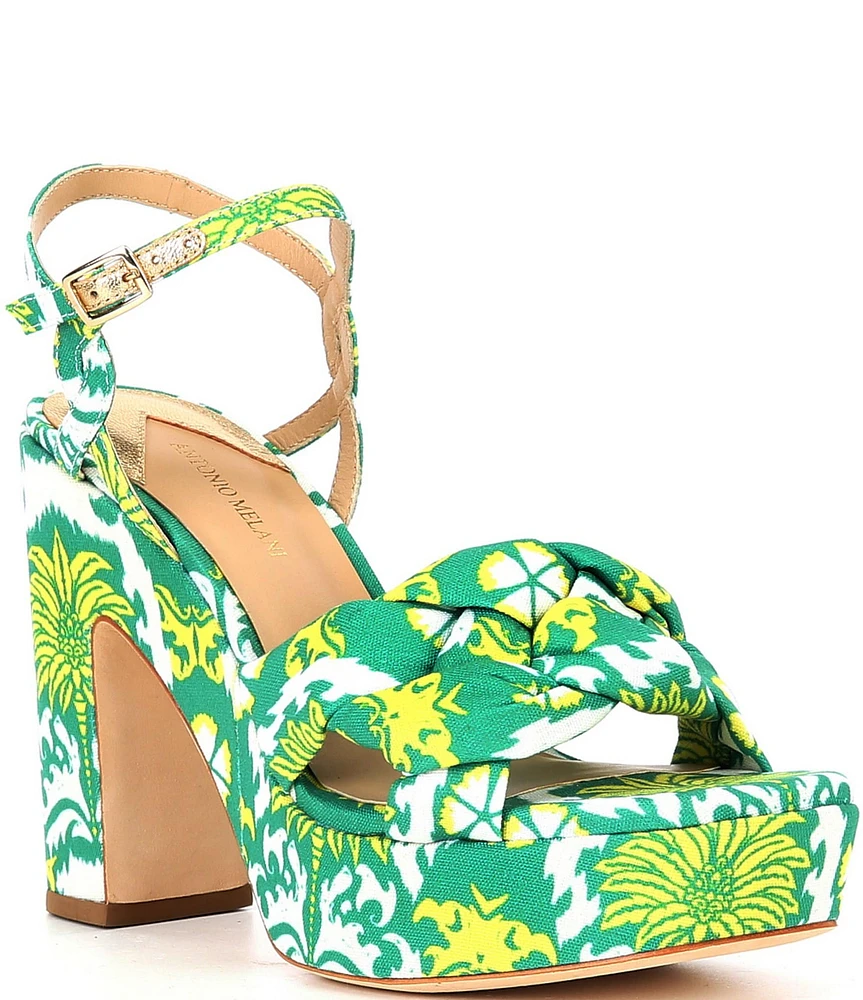 Antonio Melani Mya Royal Palm Print Braided Platform Dress Sandals