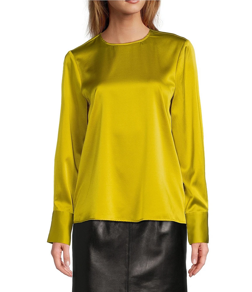 Antonio Melani Rylee Silk Charmeuse Round Neck Long Sleeve Blouse