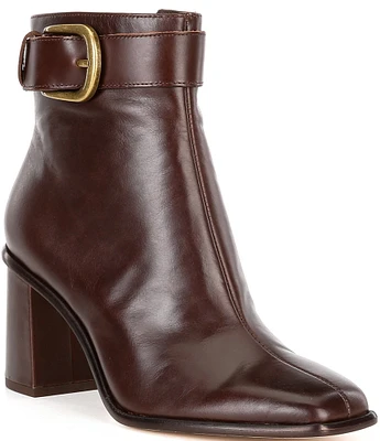 Antonio Melani Velma Leather Buckle Hardware Dress Booties