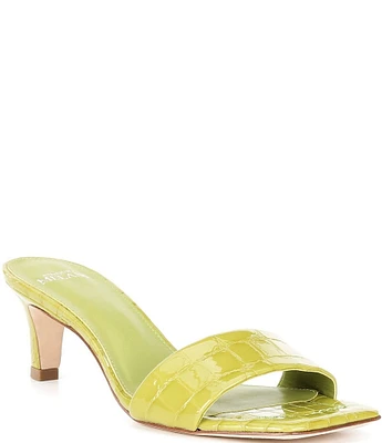 Antonio Melani Vita Crocodile Embossed Patent Leather Dress Slide Sandals