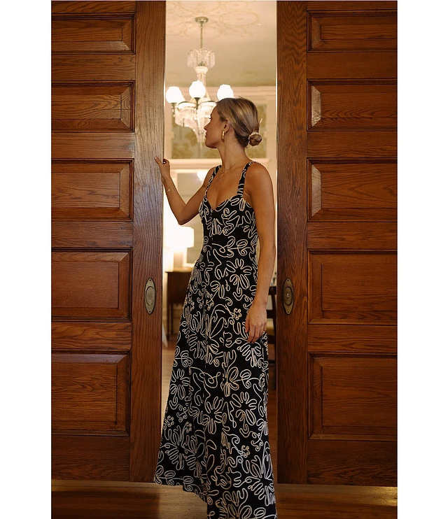 Antonio Melani x Style by Simkins Kathleen Soutache Crochet Sweetheart Neck  Sleeveless Maxi Dress at Hamilton Place in Chattanooga, TN