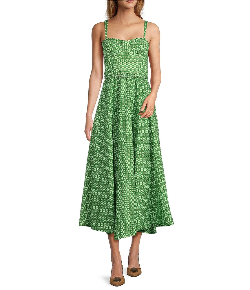 Antonio Melani x Style by Simkins Margo Printed Poplin Sweetheart Neck Sleeveless Maxi Dress