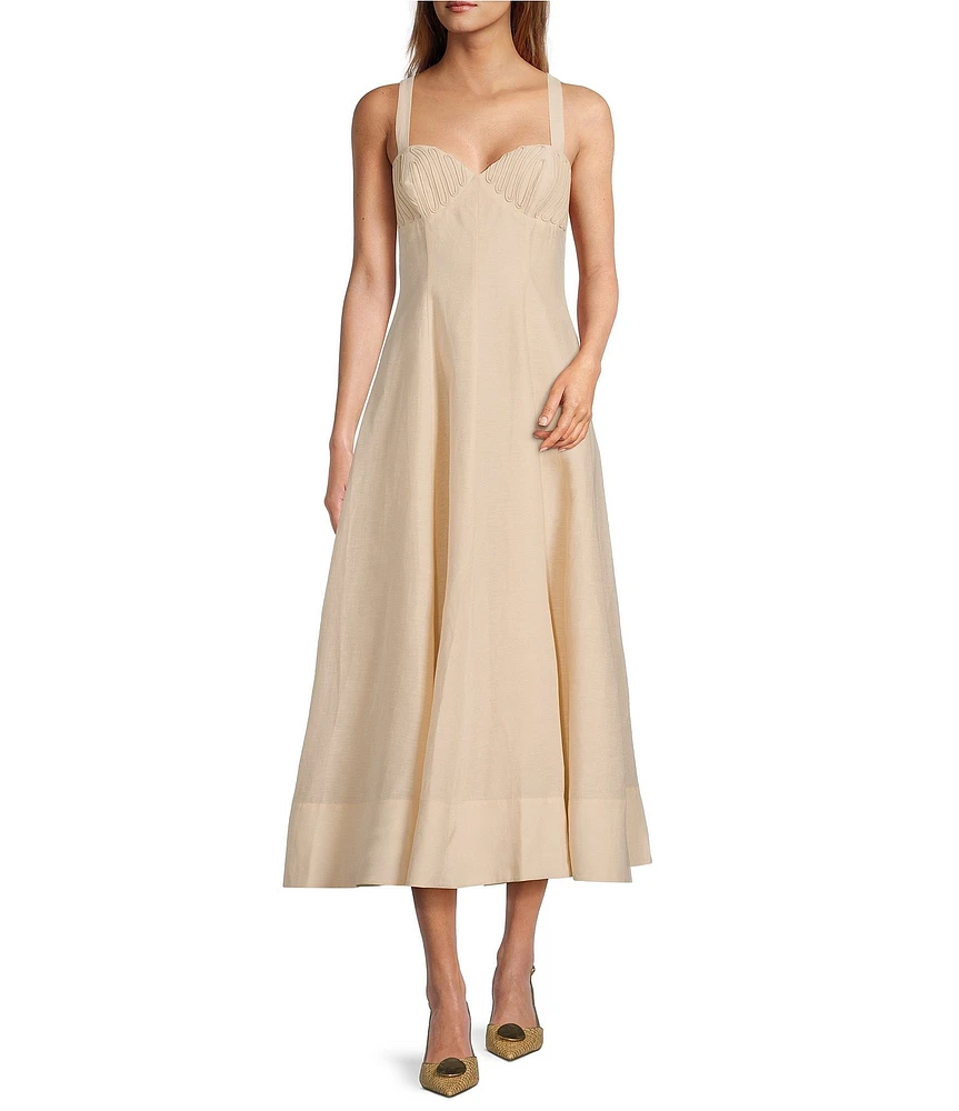 Antonio Melani x Style by Simkins Page Soutache Linen Blend Sweetheart Sleeveless Maxi Dress