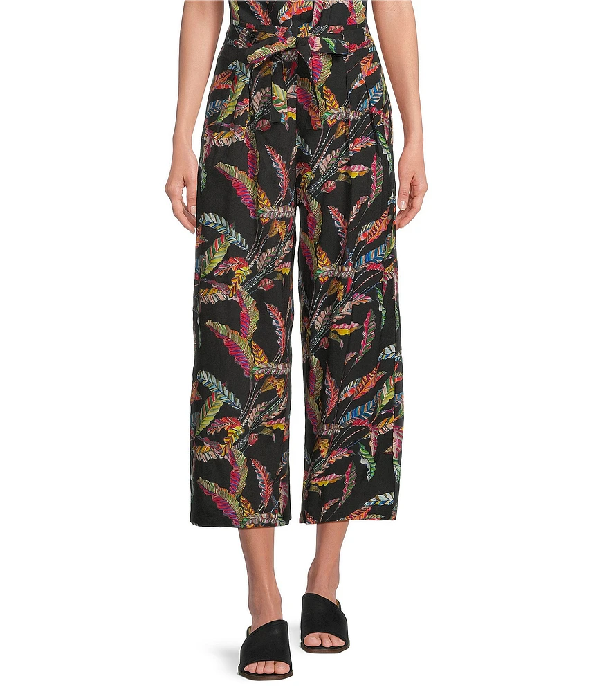 APNY Printed Cropped Wide Leg Pants