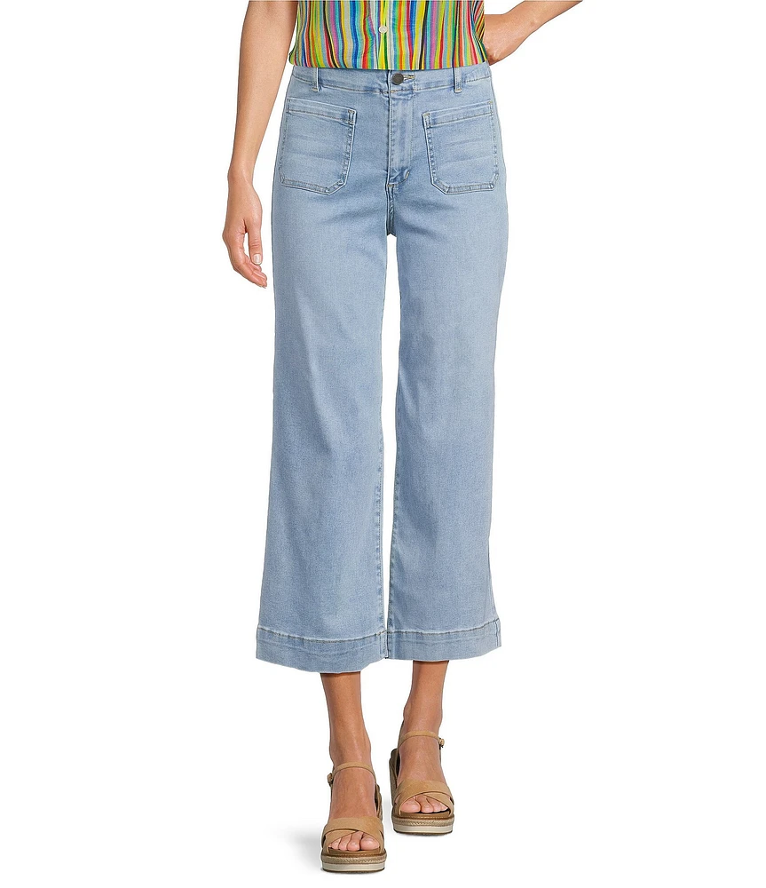 APNY Stretch Denim Cropped Wide Leg Jeans