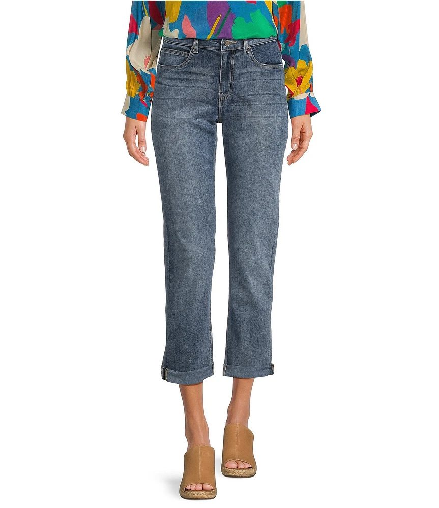 APNY Stretch Denim Mid Rise Girlfriend Rolled Cuff Jeans