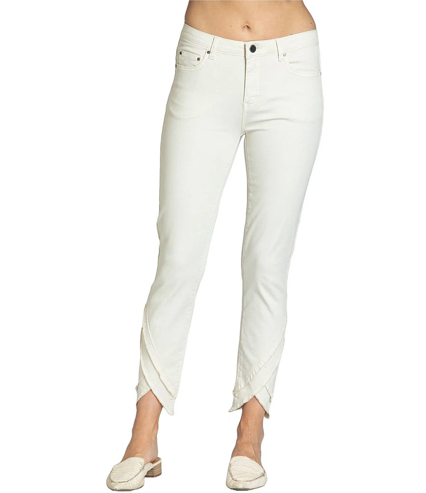 APNY Stretch Twill Skinny Ankle Tulip Frayed Hem Jeans