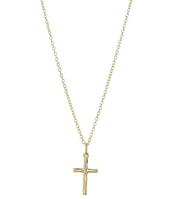 Argento Vivo Hammered Cross Short Pendant Sterling Silver Necklace