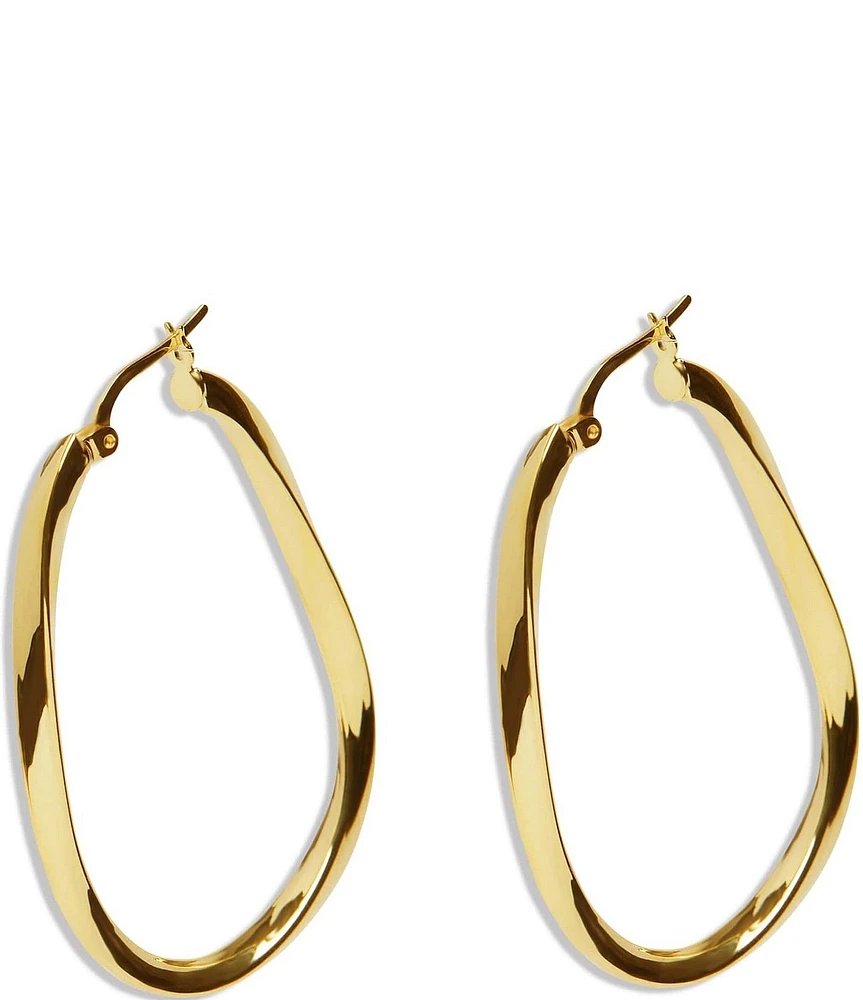Argento Vivo Oval Twist Sculpted Hoop Earrings