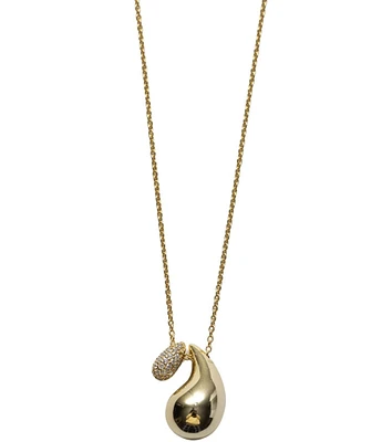 Argento Vivo Pave Teardrop Molten Short Pendant Necklace