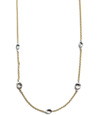 Argento Vivo Two Tone Pebble Stationed Collar Necklace