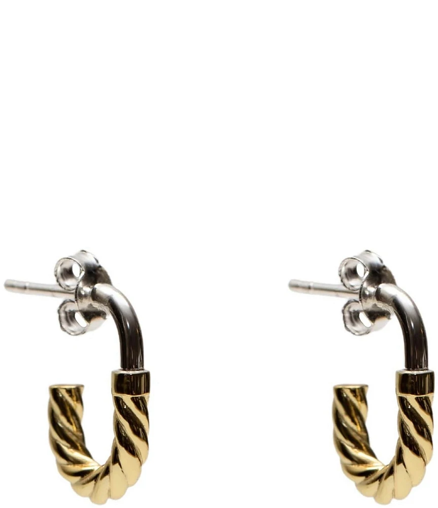 Argento Vivo Two Tone Textured J Hoop Earrings