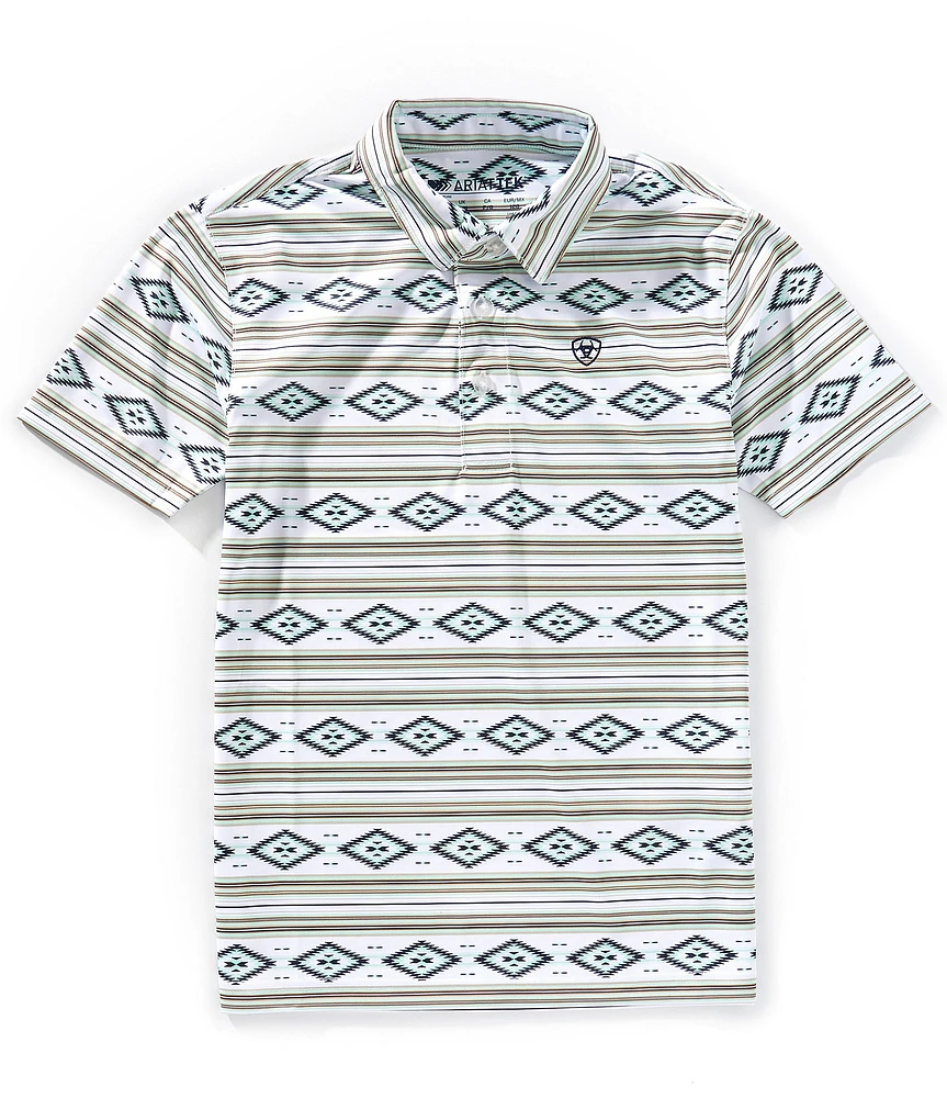 Ariat Big Boys Short Sleeve All Over Southwest Print Polo Shirt
