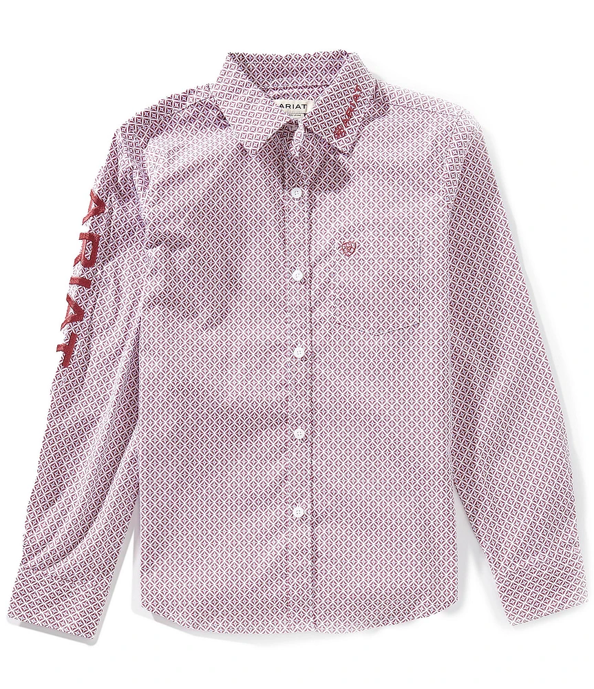 Ariat Big Girls Long Sleeve Western Styling Geo Print Shirt