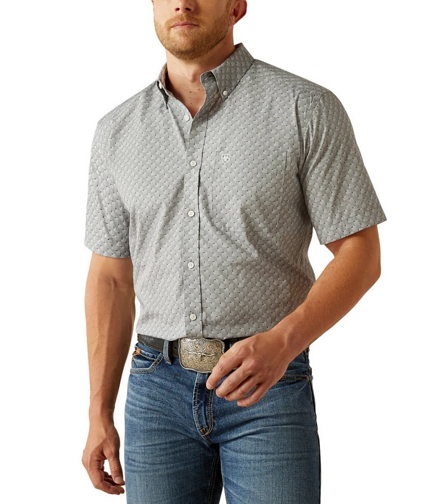 Ariat Classic Fit Obert Wrinkle Free Short Sleeeve Printed Woven Shirt