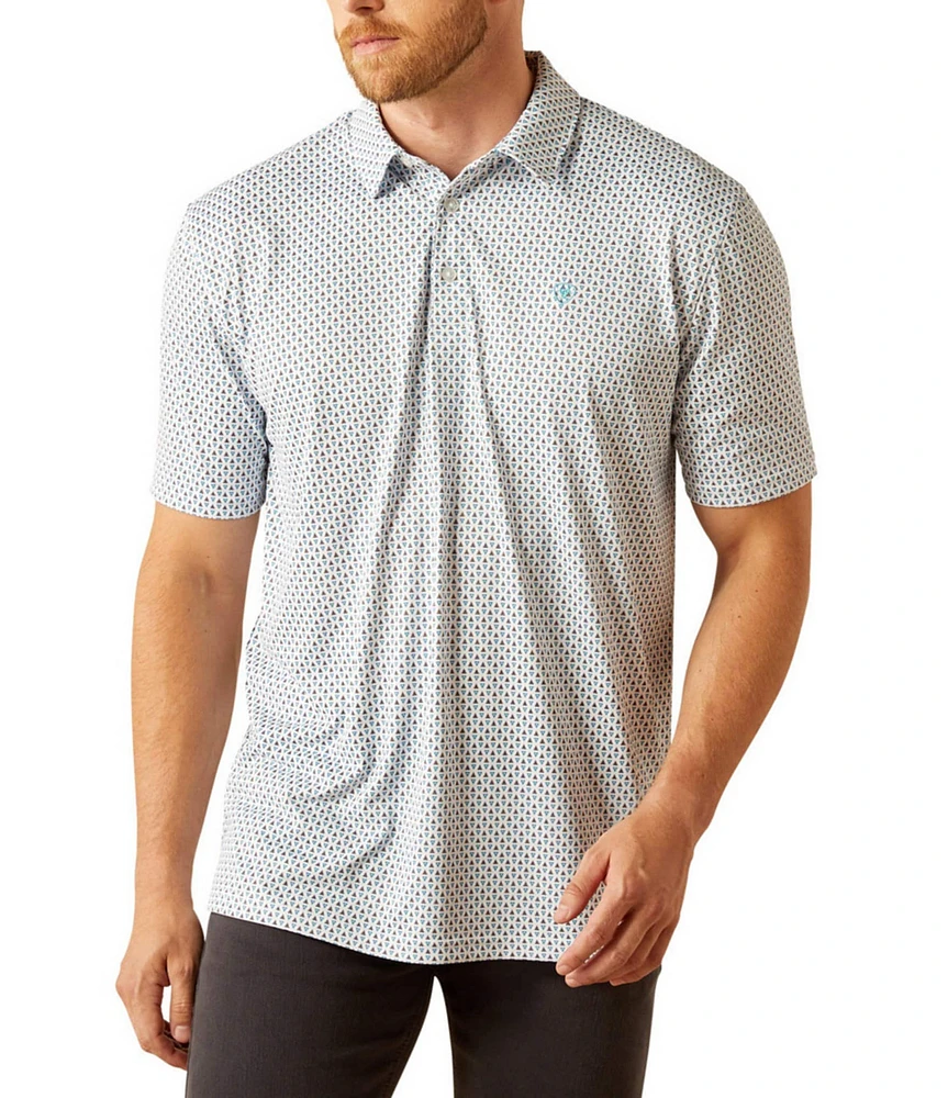 Ariat Men's All Over Micro-Triangle Print Polo Shirt