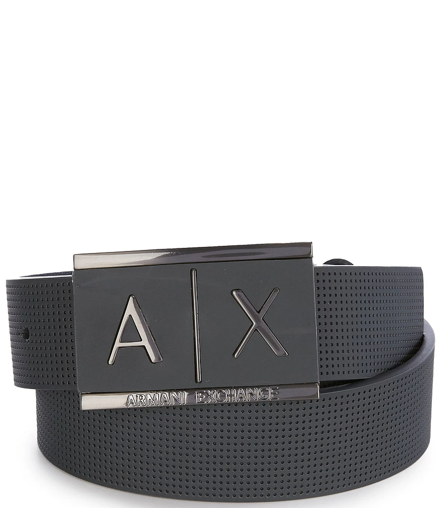 Armani Exchange Leather Rectangle Buckle Belt