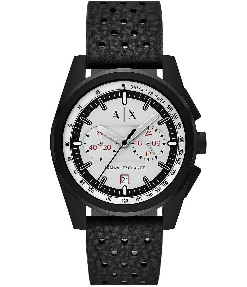 Armani Exchange Men's Parker Rd. Chronograph Black Strap Watch