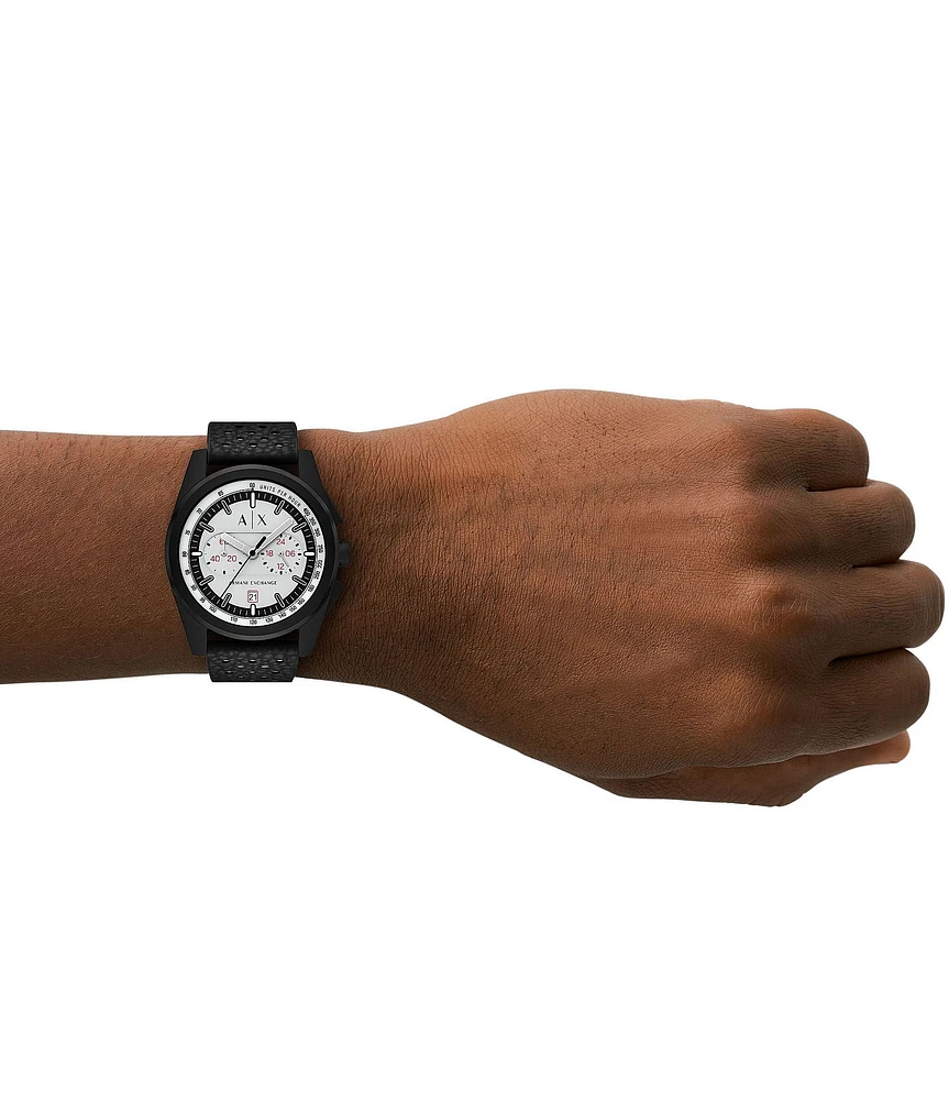 Armani Exchange Men's Parker Rd. Chronograph Black Strap Watch
