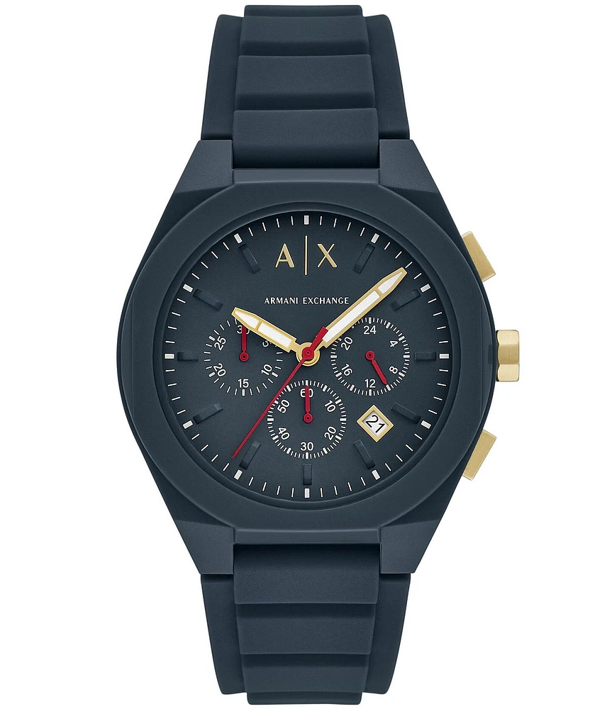 Armani Exchange Men's Rafael Rd. Chronograph Blue Silicone Strap Watch