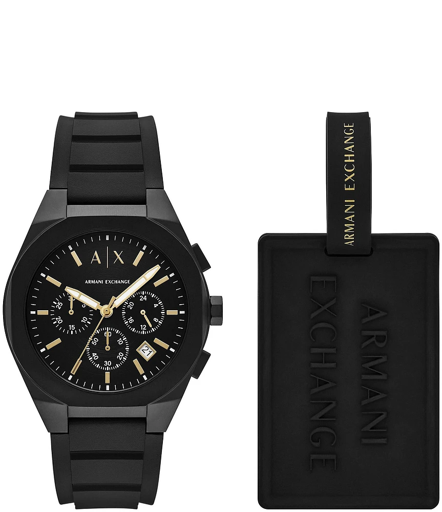 Armani Exchange Men's Rafael Rd. Quartz Chronograph Black Silicone Strap Watch