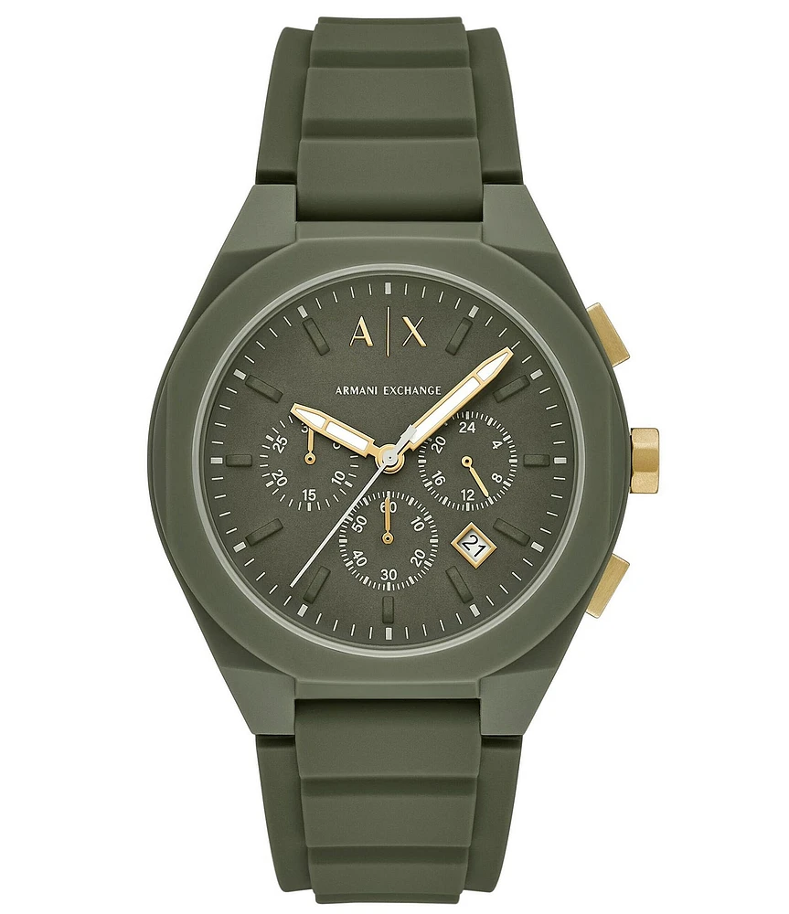 Armani Exchange Men's Sync Rd. Quartz Chronograph Green Silicone Strap Watch