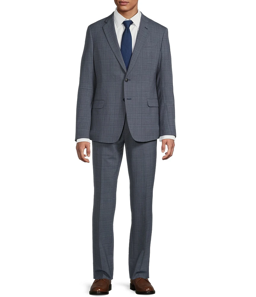 Armani Exchange Slim Fit Plaid Flat Front 2-Piece Suit