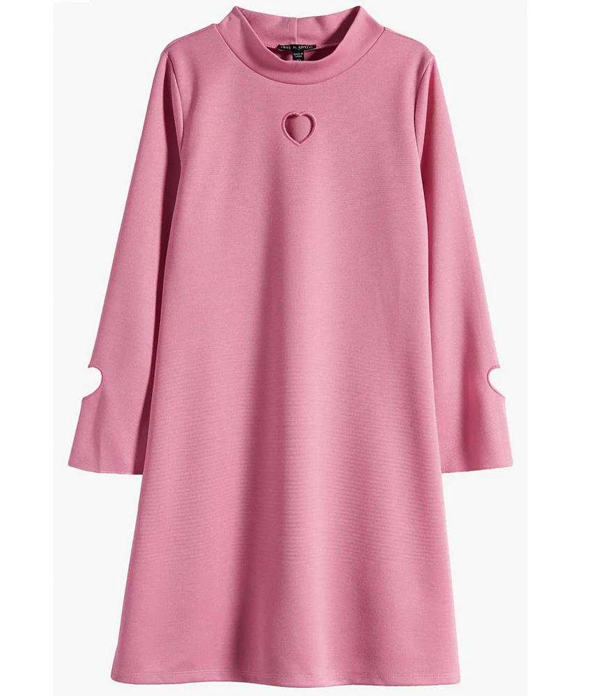Ava & Yelly Big Girls Mock Neck Laser Cutout Hearts Sleeve Dress