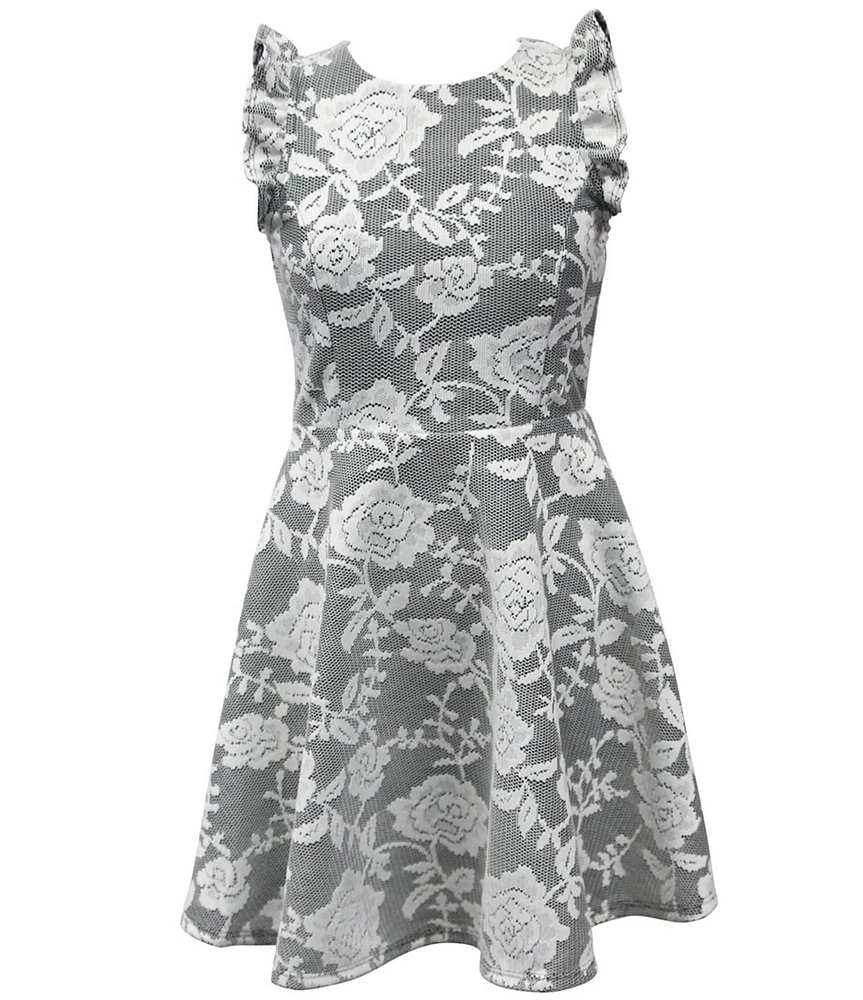 Ava & Yelly Big Girls Floral Print Flutter Sleeve Fit-and-Flare Dress