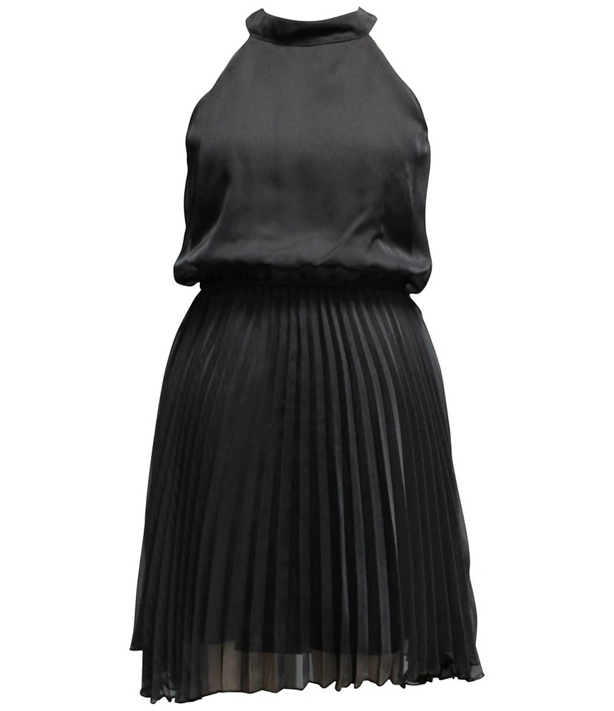 Ava & Yelly Big Girls Mock Neck Sleeveless Pleated Skirt Dress