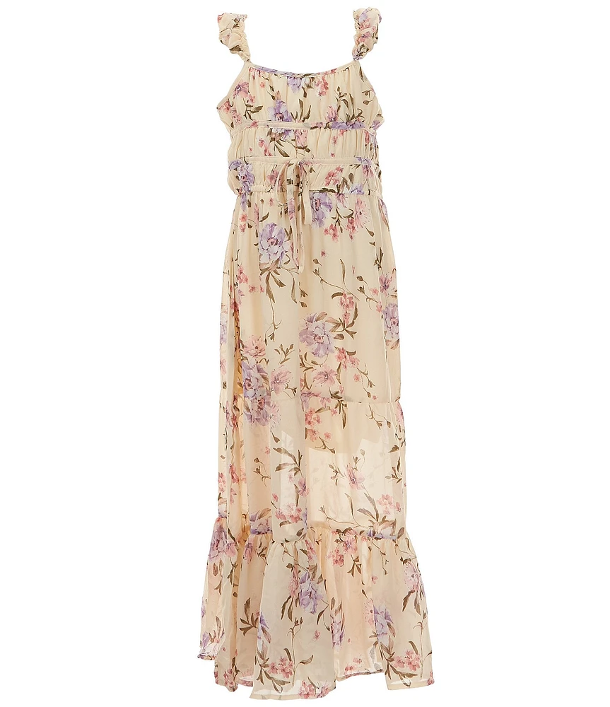 Ava & Yelly Big Girls Sleeveless Floral-Printed Long Dress