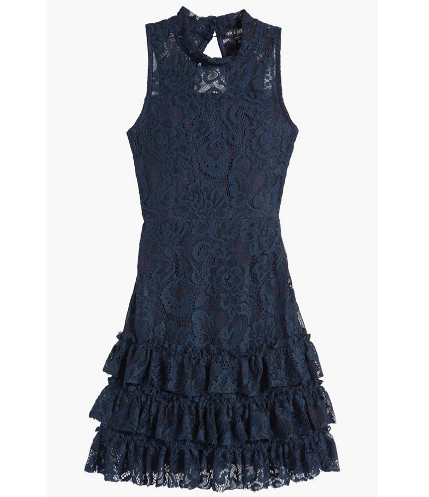 Ava & Yelly Big Girls Sleeveless Lace Drop-Waist Dress