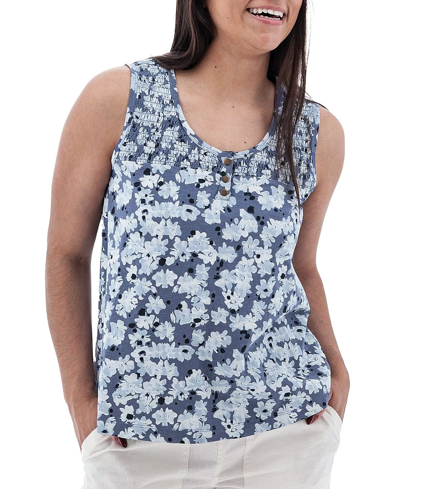 Aventura Essex Floral Organic Cotton Slub Knit Jersey Scoop Neck Tank Top
