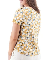 Aventura Kenley Floral Organic Cotton Slub Knit Jersey Scoop Neck Tee