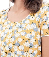 Aventura Kenley Floral Organic Cotton Slub Knit Jersey Scoop Neck Tee