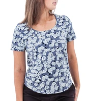 Aventura Kenley Floral Organic Cotton Slub Knit Jersey Scoop Neck Tee