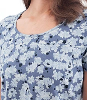 Aventura Kenley Floral Organic Cotton Slub Knit Jersey Scoop Neck Tee