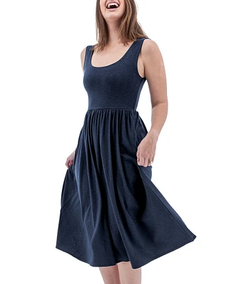 Aventura Linden Slub Knit Large Scoop Neck Fit & Flare Midi Dress