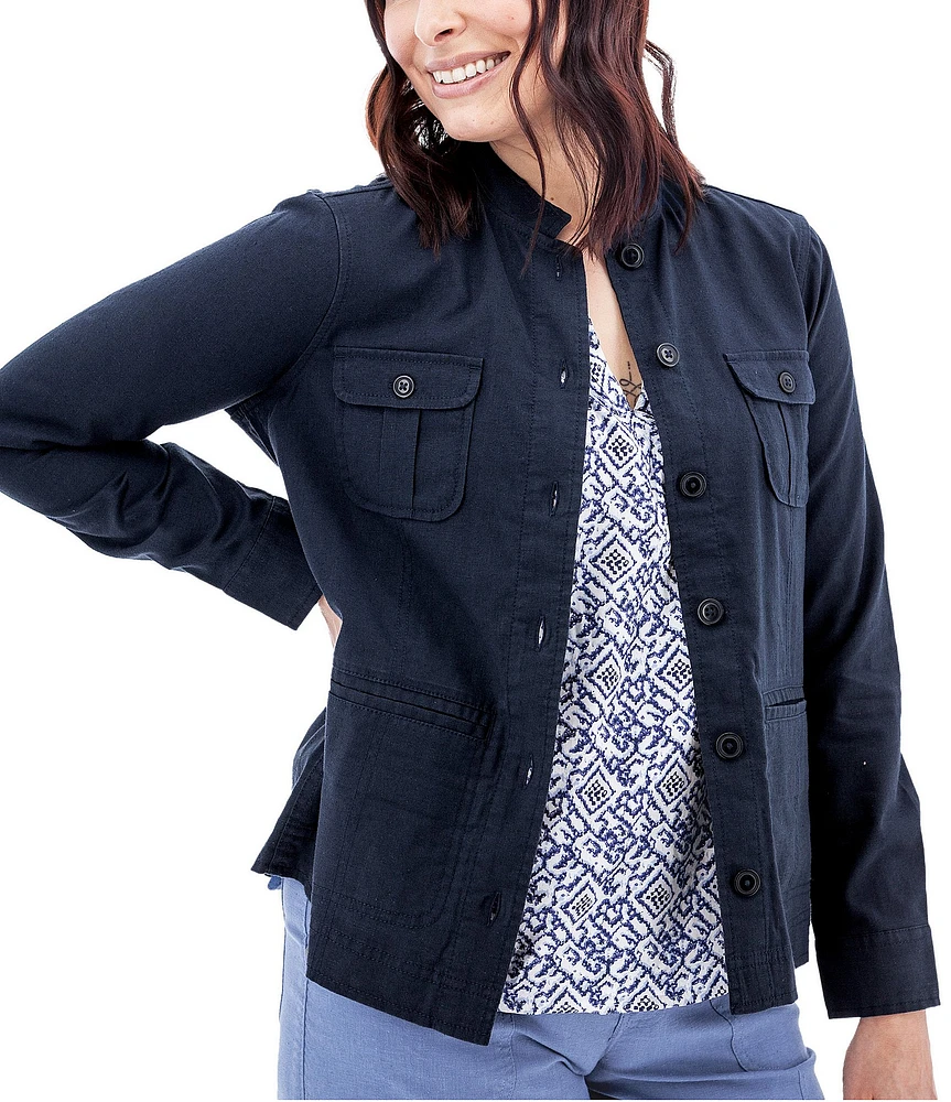 Aventura Temple Lightweight Utility Woven Button Front Jacket