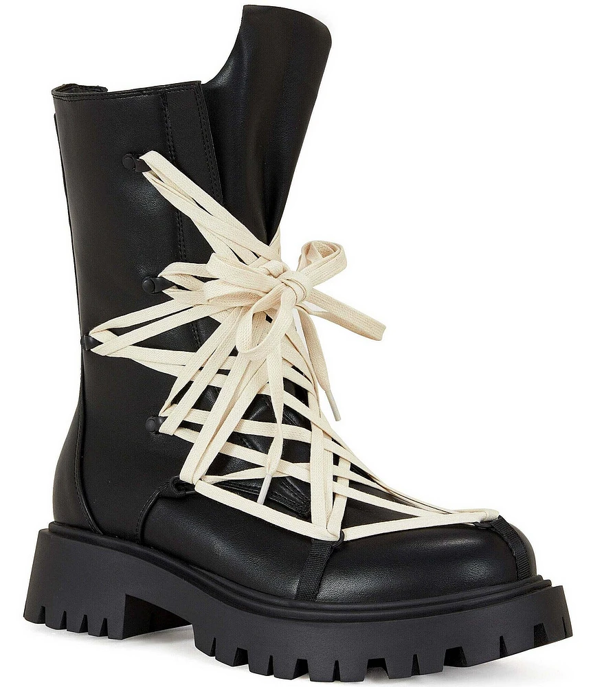 Azalea Wang Arjun Lace Detail Zip Combat Boots