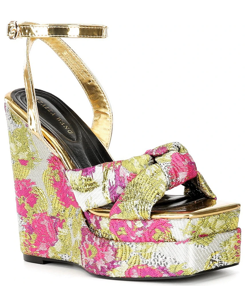 Azalea Wang Charmander Floral Print Wedge Dress Sandals