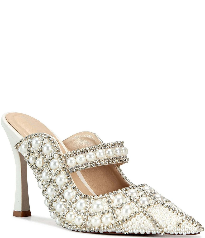 Azalea Wang Enya Pearl Embellished Dress Mules