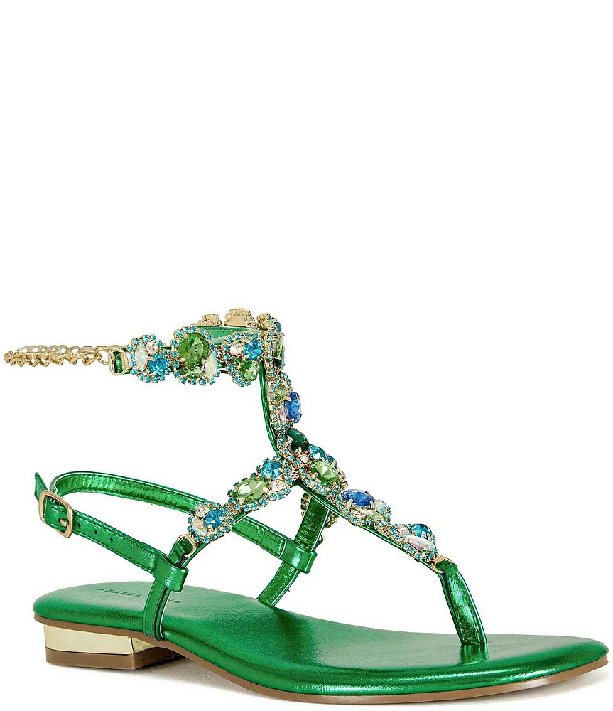 Azalea Wang Piera Jewel Embellished Gladiator Thong Sandals