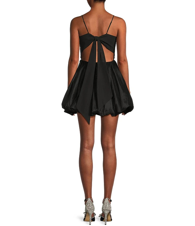 b darlin little black dress B Darlin Womens Black Floral Sleeveless Off Shoulder Short Evening Fit + Flare Dress main image 0